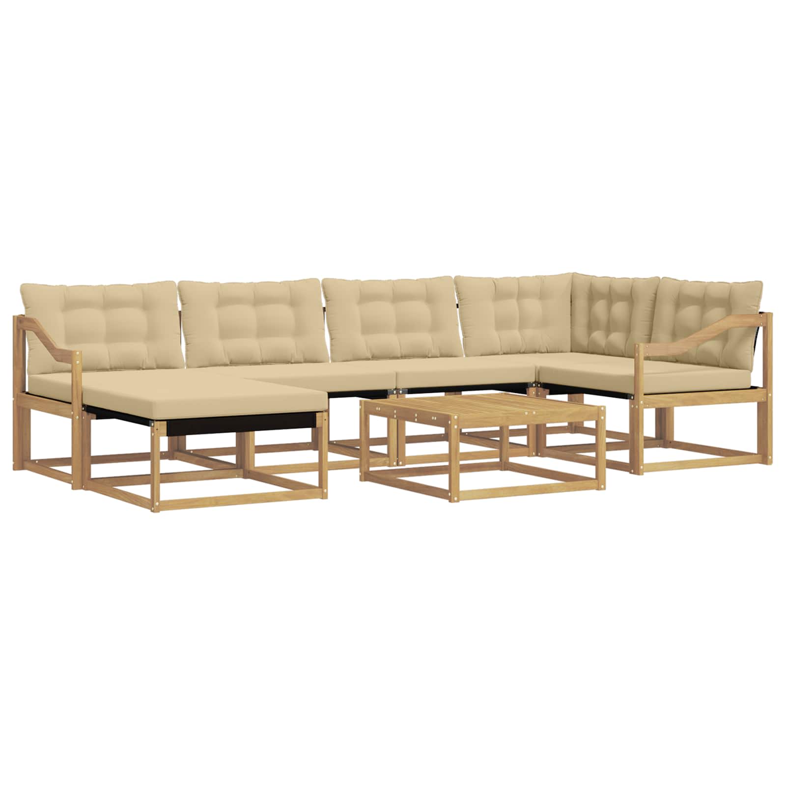 vidaXL Zestaw sof na zewnątrz 7 pcs Biały i Beżowy 79 x 79 x 37 cm