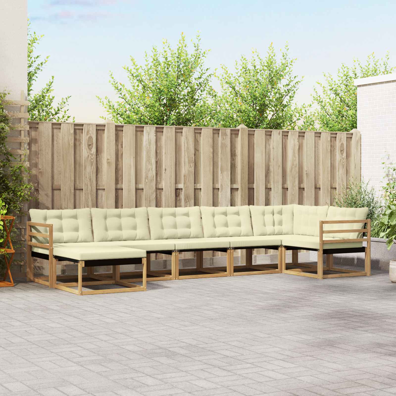 vidaXL Zestaw sof na zewnątrz z poduszką 7 pcs Biały i kremowy