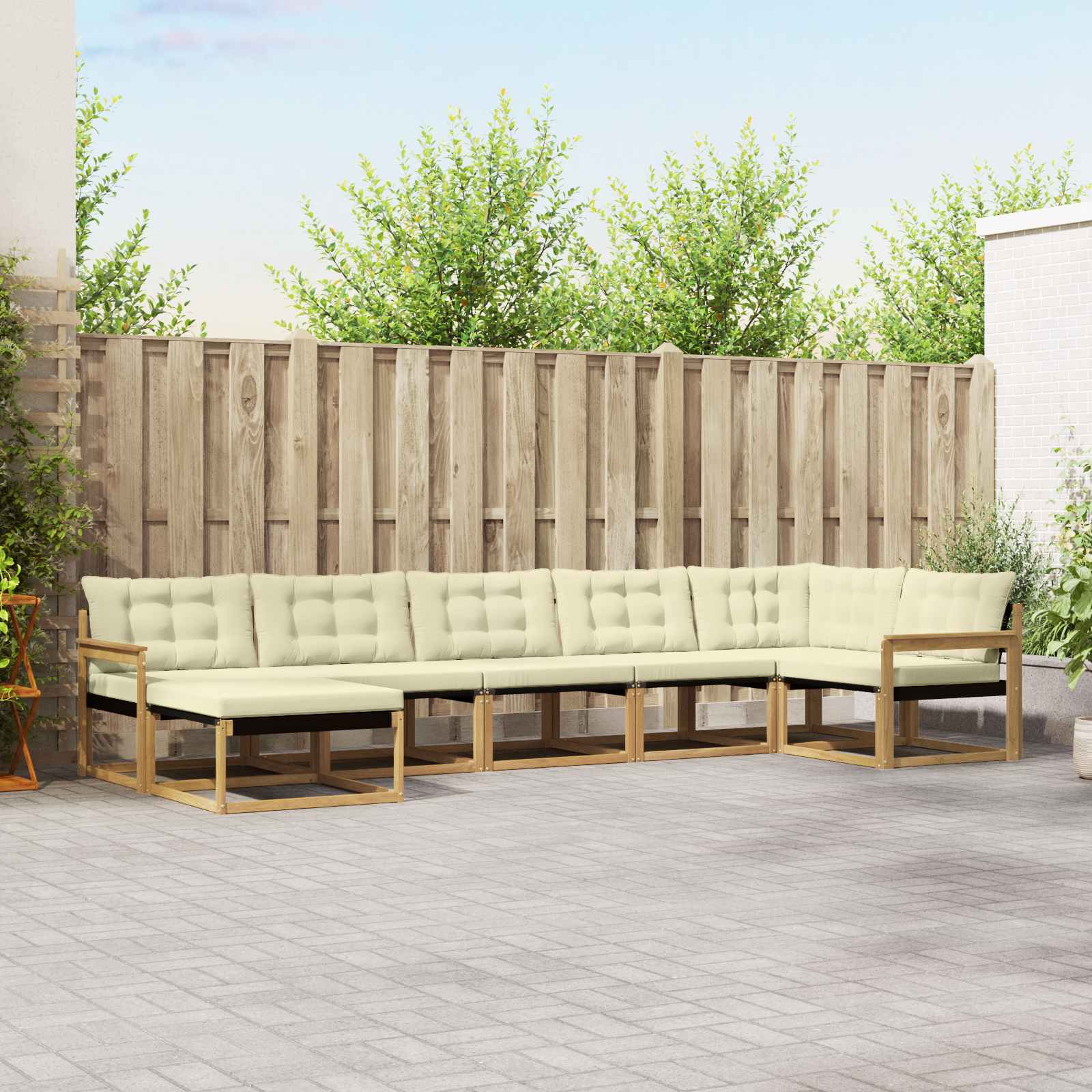 vidaXL Zestaw sof na zewnątrz z poduszką 7 pcs Biały i kremowy