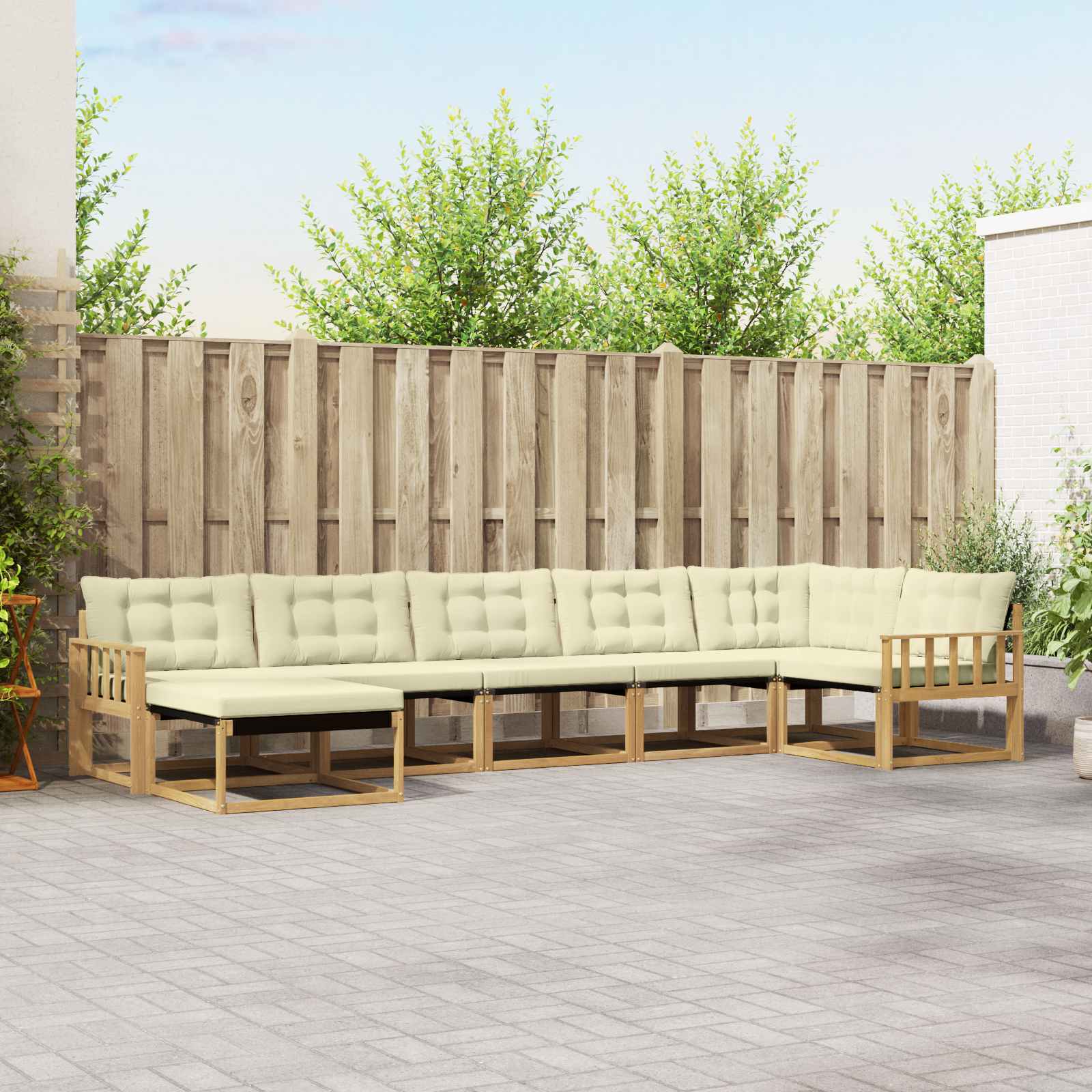 vidaXL Zestaw sof na zewnątrz z poduszką 7 pcs Biały i kremowy