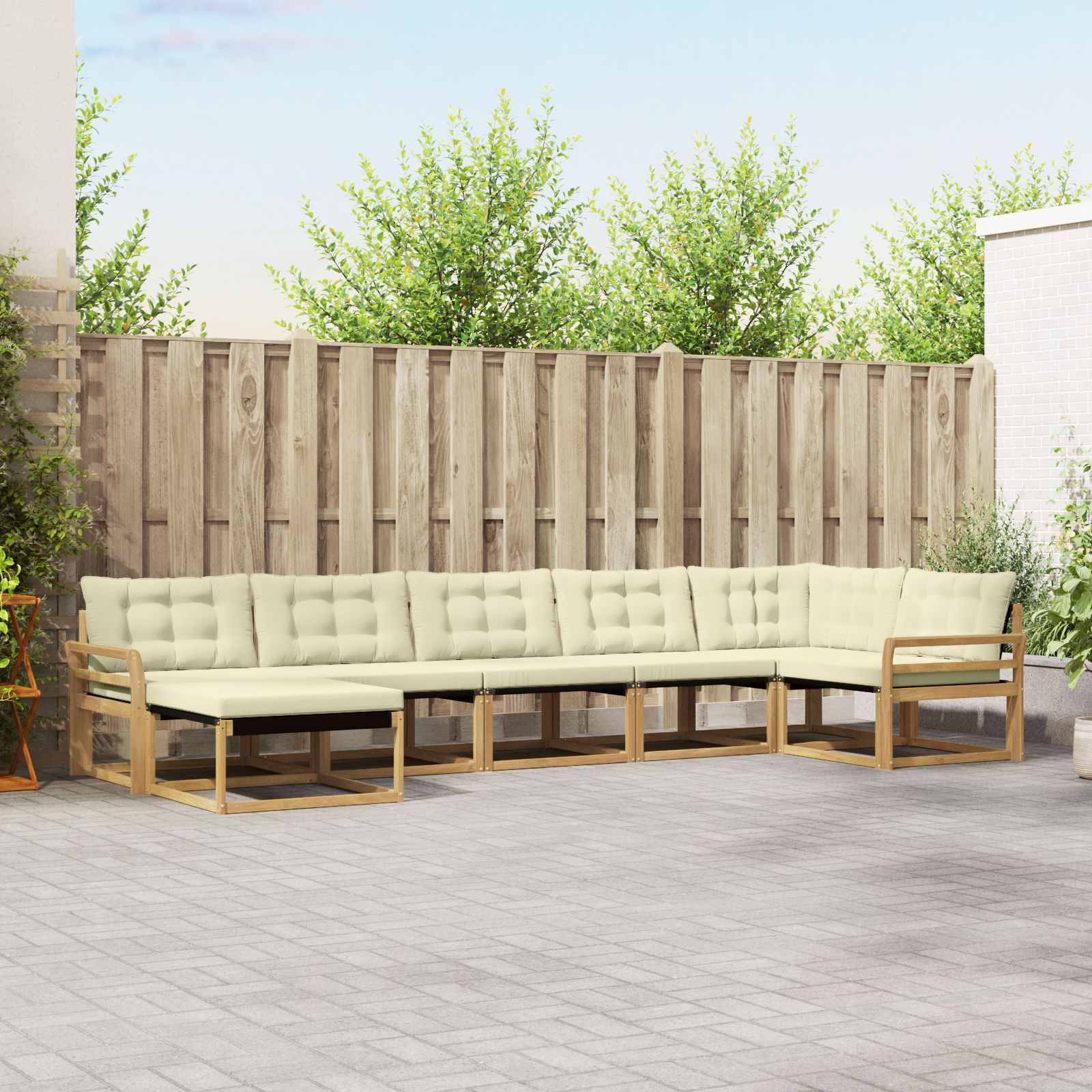 vidaXL Zestaw sof na zewnątrz z poduszką 7 pcs Biały i kremowy