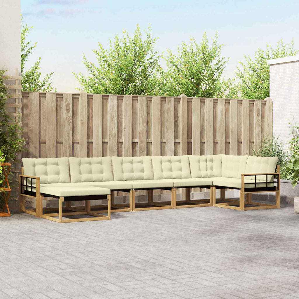 vidaXL Zestaw sof na zewnątrz z poduszką 7 pcs Biały i kremowy