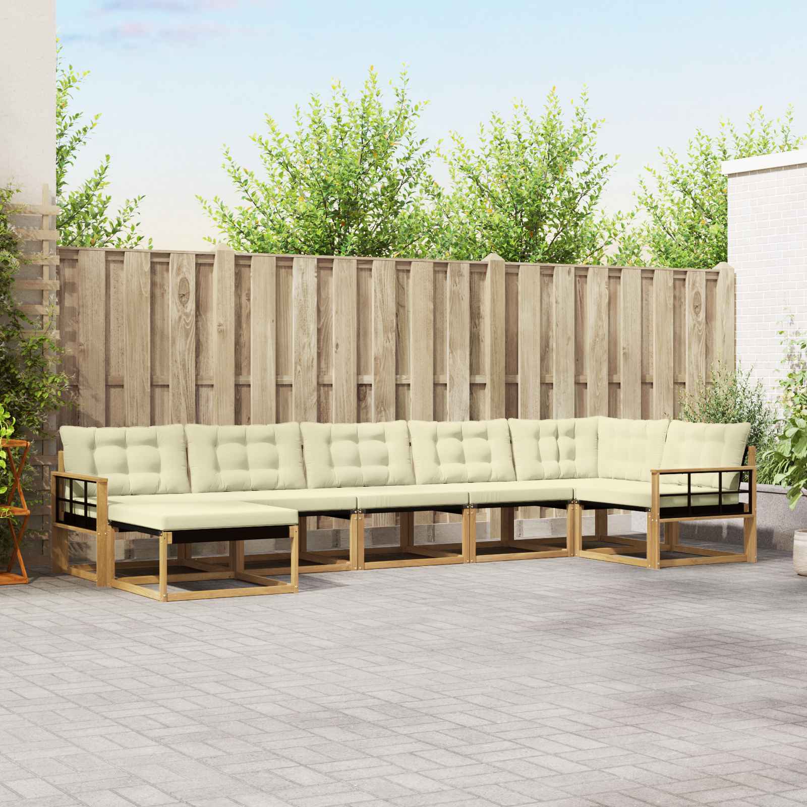 vidaXL Zestaw sof na zewnątrz z poduszką 7 pcs Biały i kremowy