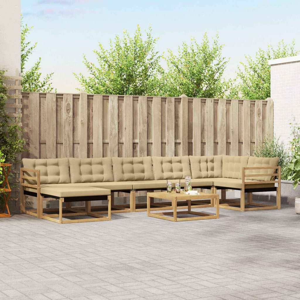 vidaXL Zestaw sof na zewnątrz 8 pcs Biały i Beżowy 79 x 79 x 37 cm