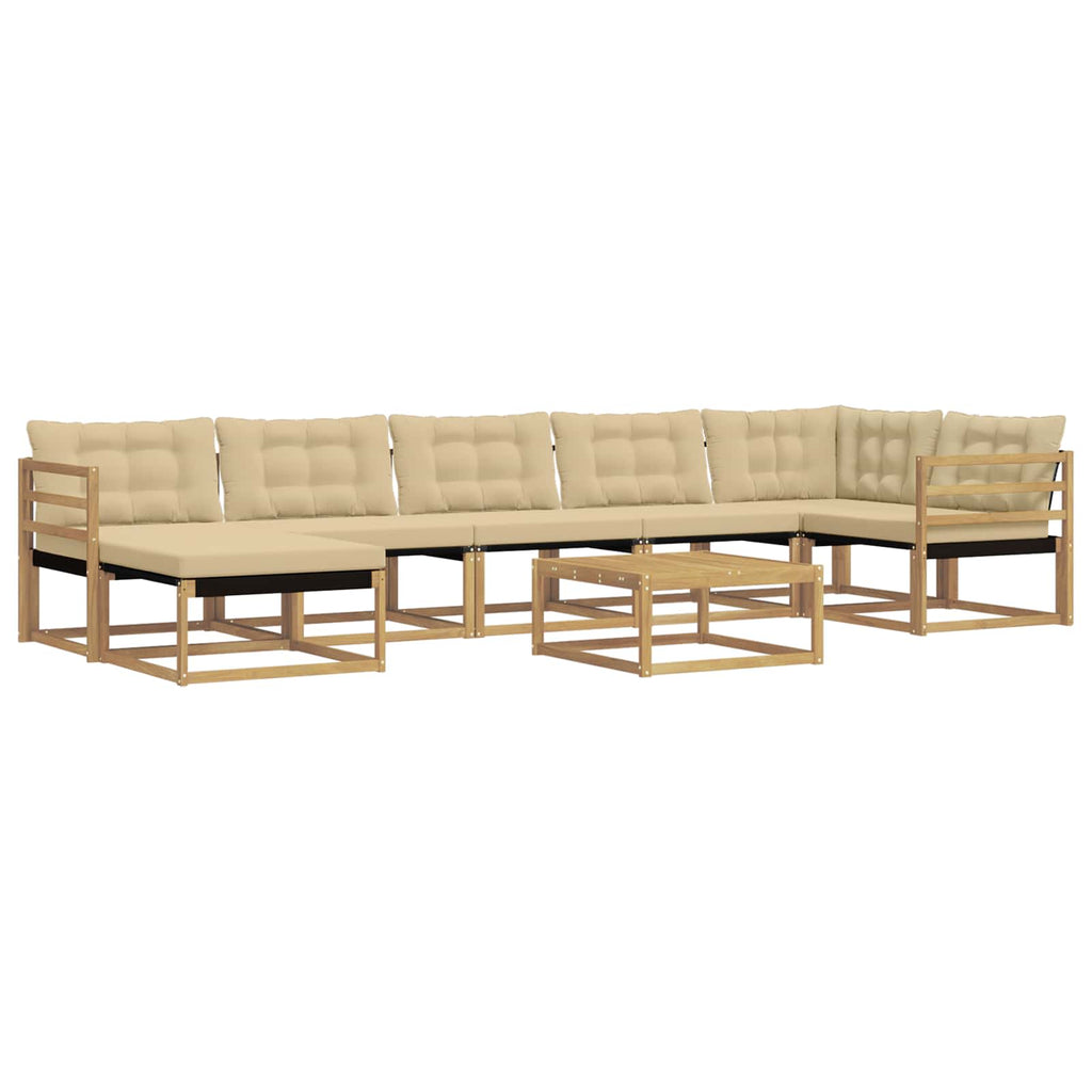 vidaXL Zestaw sof na zewnątrz 8 pcs Biały i Beżowy 79 x 79 x 37 cm