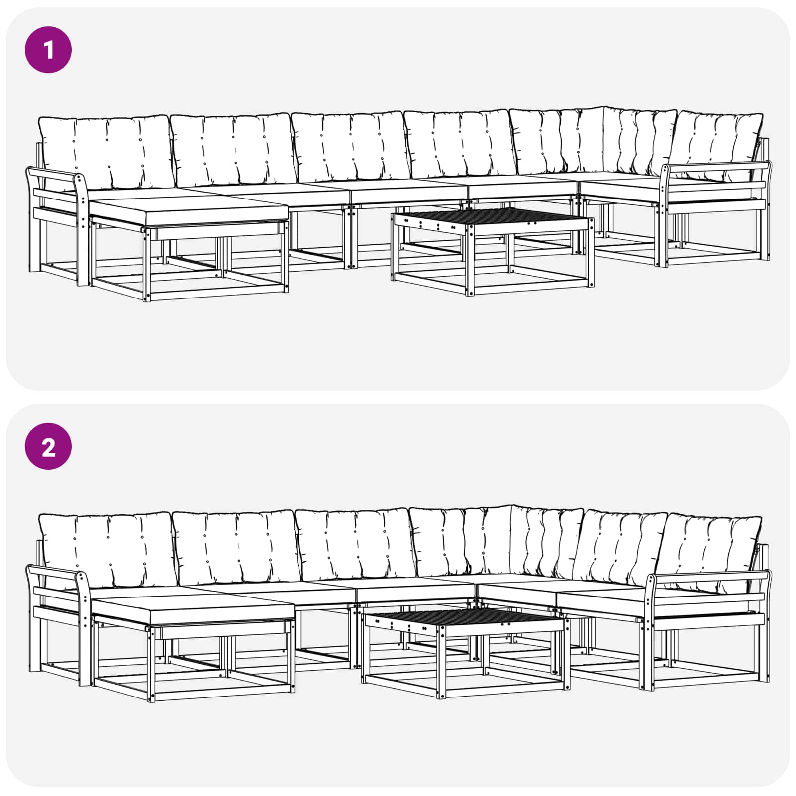 vidaXL Zestaw sof na zewnątrz 8 pcs biały i czarny 79 x 79 x 37 cm