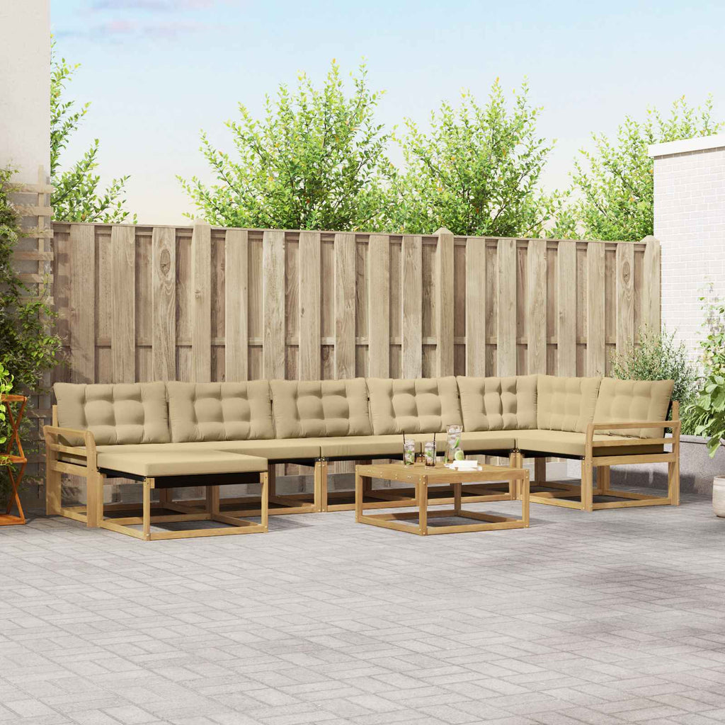 vidaXL Zestaw sof na zewnątrz 8 pcs Biały i Beżowy 79 x 79 x 37 cm