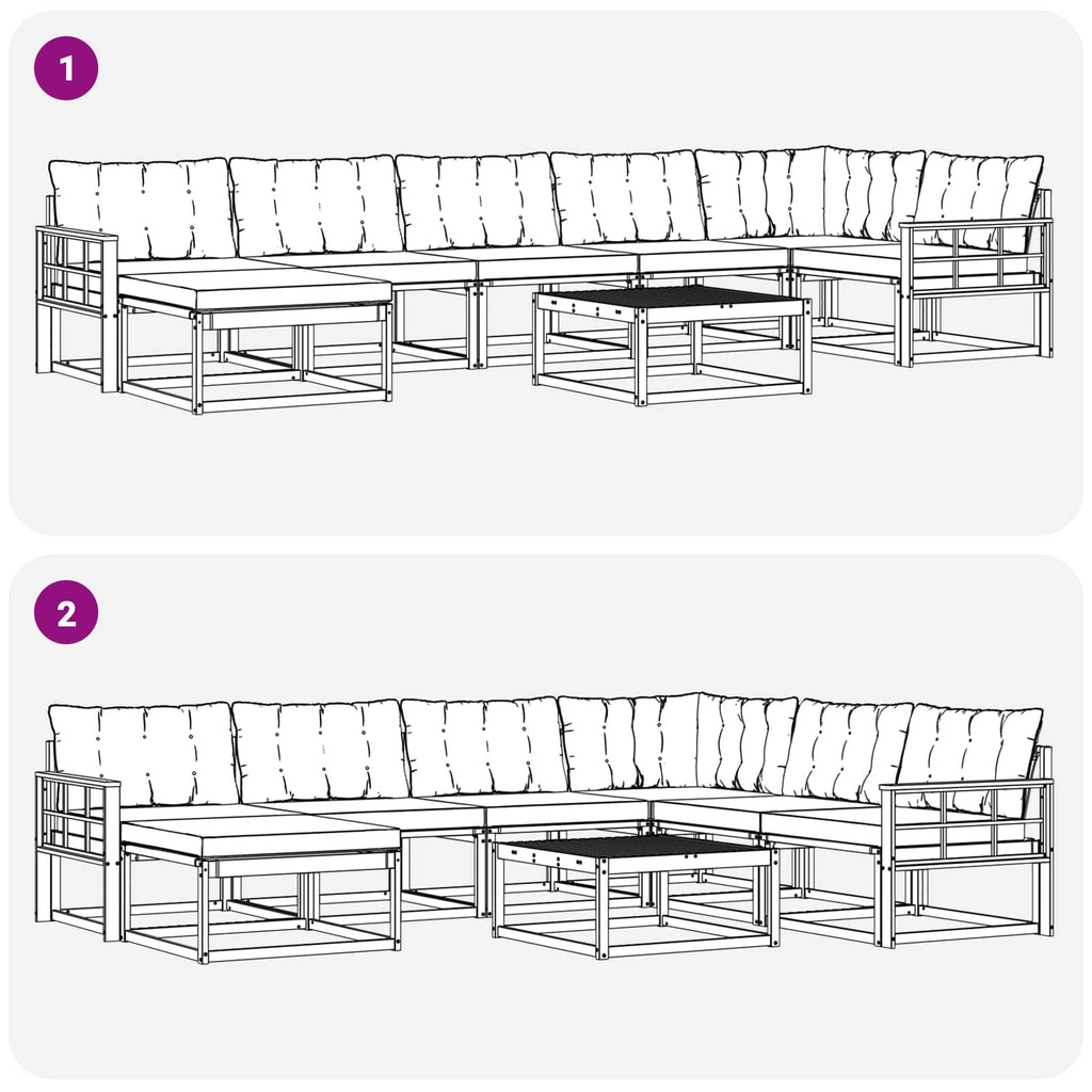 vidaXL Zestaw sof na zewnątrz 8 pcs Biały i kremowy 79 x 79 x 37 cm