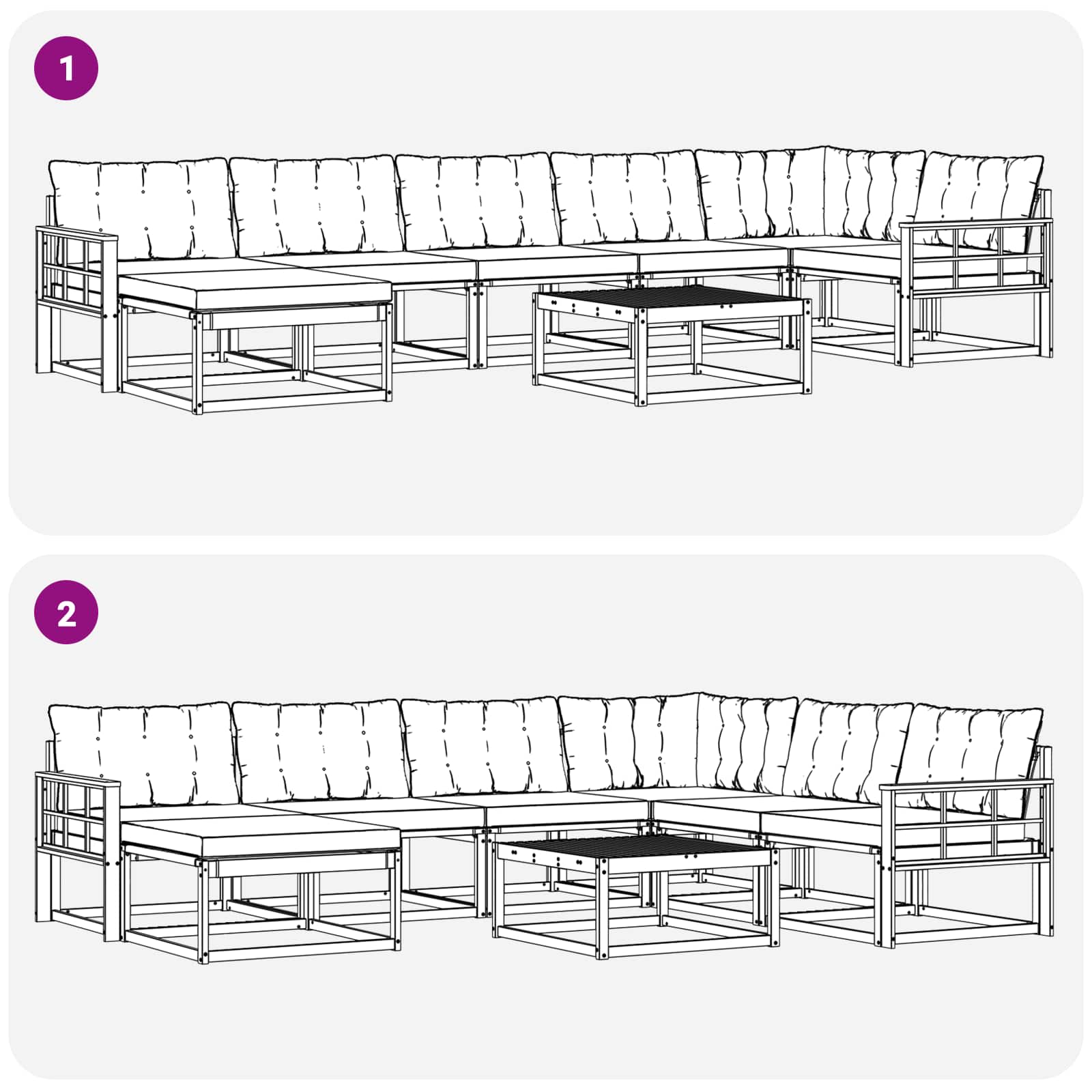 vidaXL Zestaw sof na zewnątrz 8 pcs Biały i kremowy 79 x 79 x 37 cm