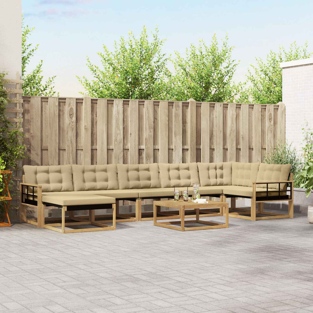 vidaXL Zestaw sof na zewnątrz 8 pcs Biały i Beżowy 79 x 79 x 37 cm