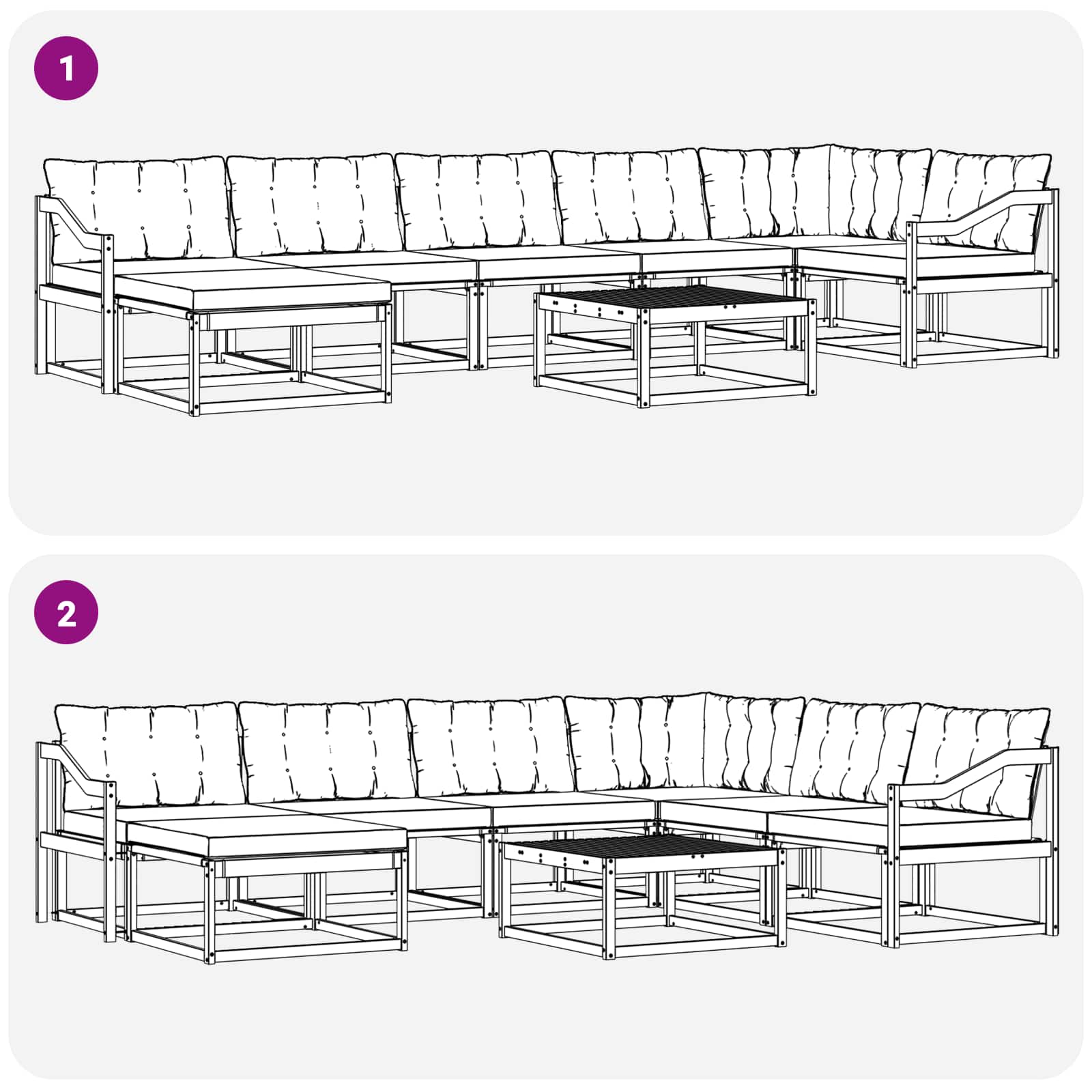 vidaXL Zestaw sof na zewnątrz 8 pcs biały i czarny 79 x 79 x 37 cm