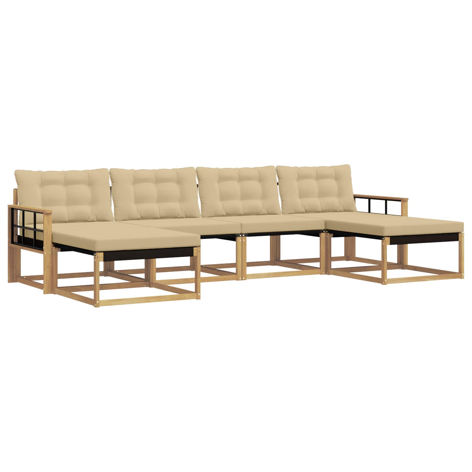 vidaXL Zestaw sof na zewnątrz z poduszką 6 pcs Biały i Beżowy