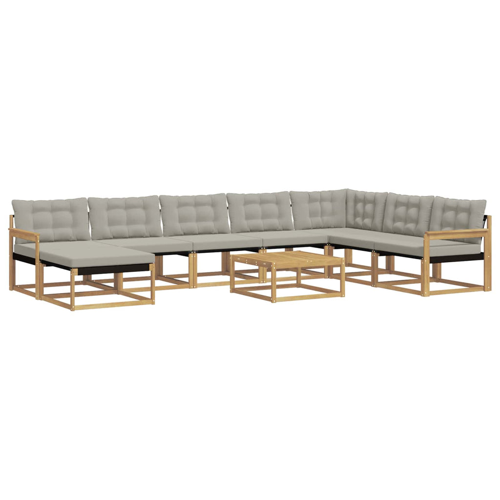 vidaXL Zestaw sof na zewnątrz 9 pcs Biały i jasnoszary