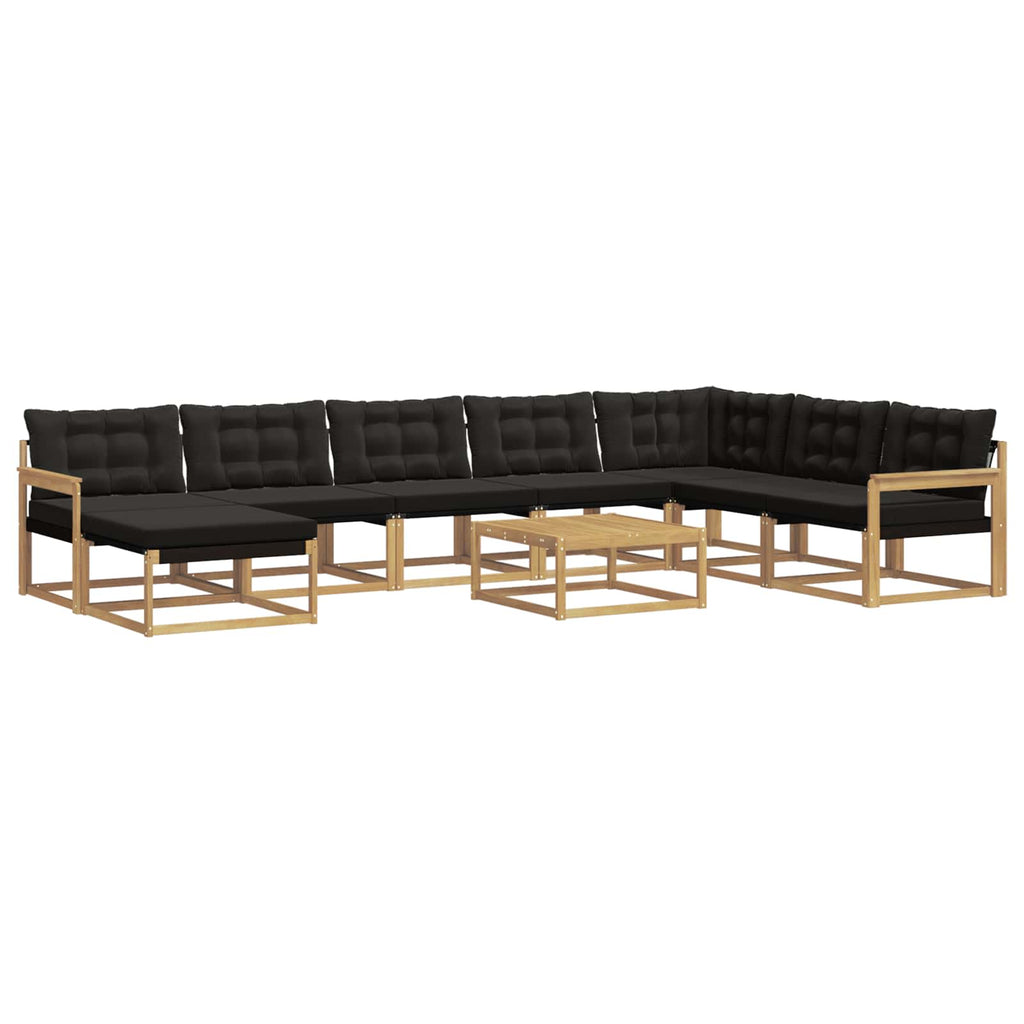 vidaXL Zestaw sof na zewnątrz 9 pcs biały i czarny Lite Drewno Akacji