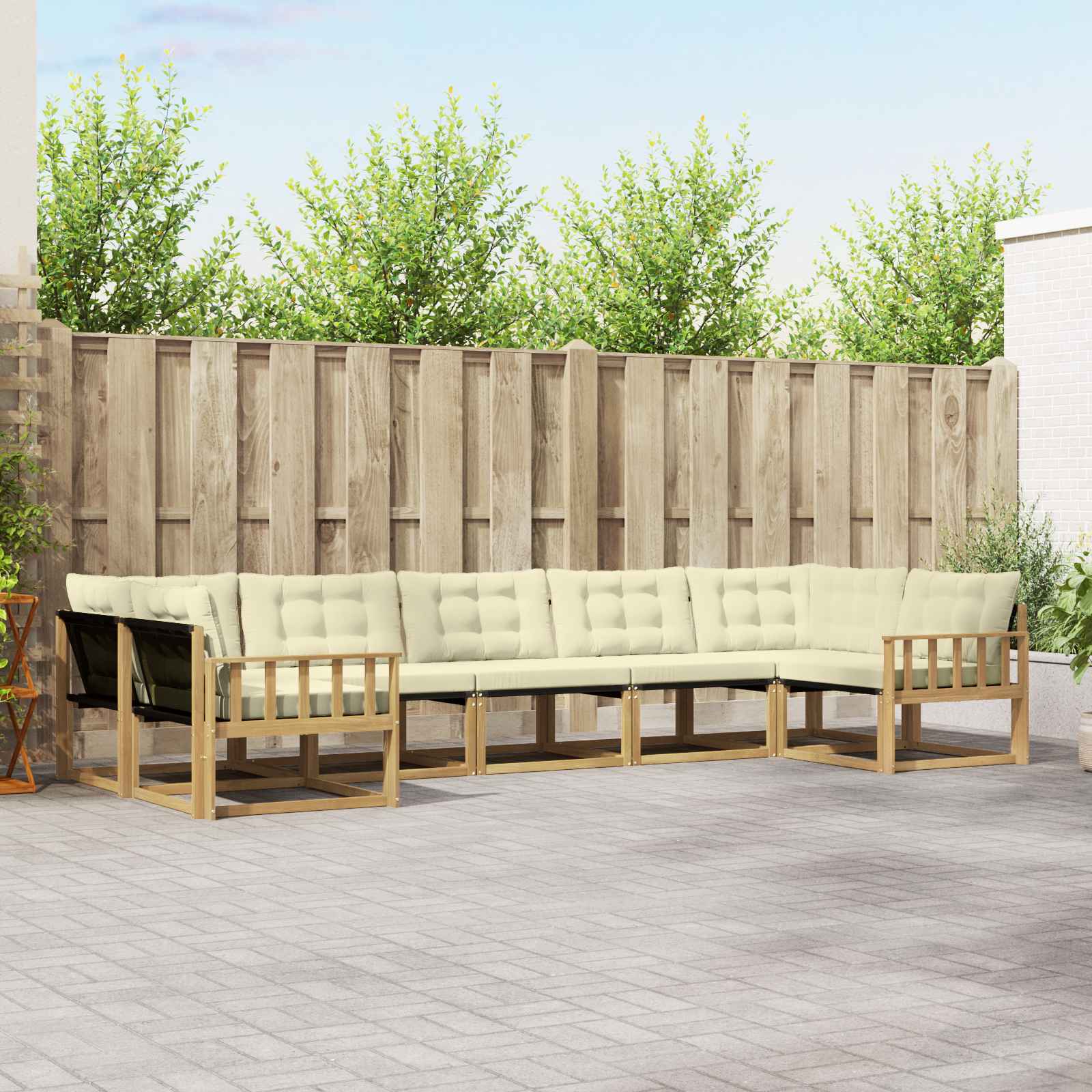 vidaXL Zestaw sof na zewnątrz z poduszką 7 pcs Biały i kremowy