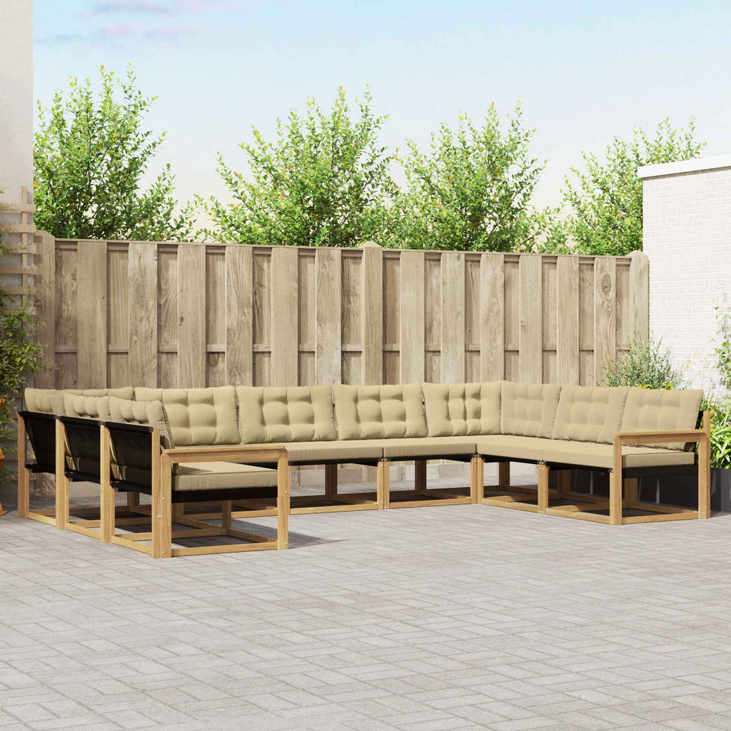 vidaXL Zestaw sof na zewnątrz z poduszką 9 pcs Biały i Beżowy