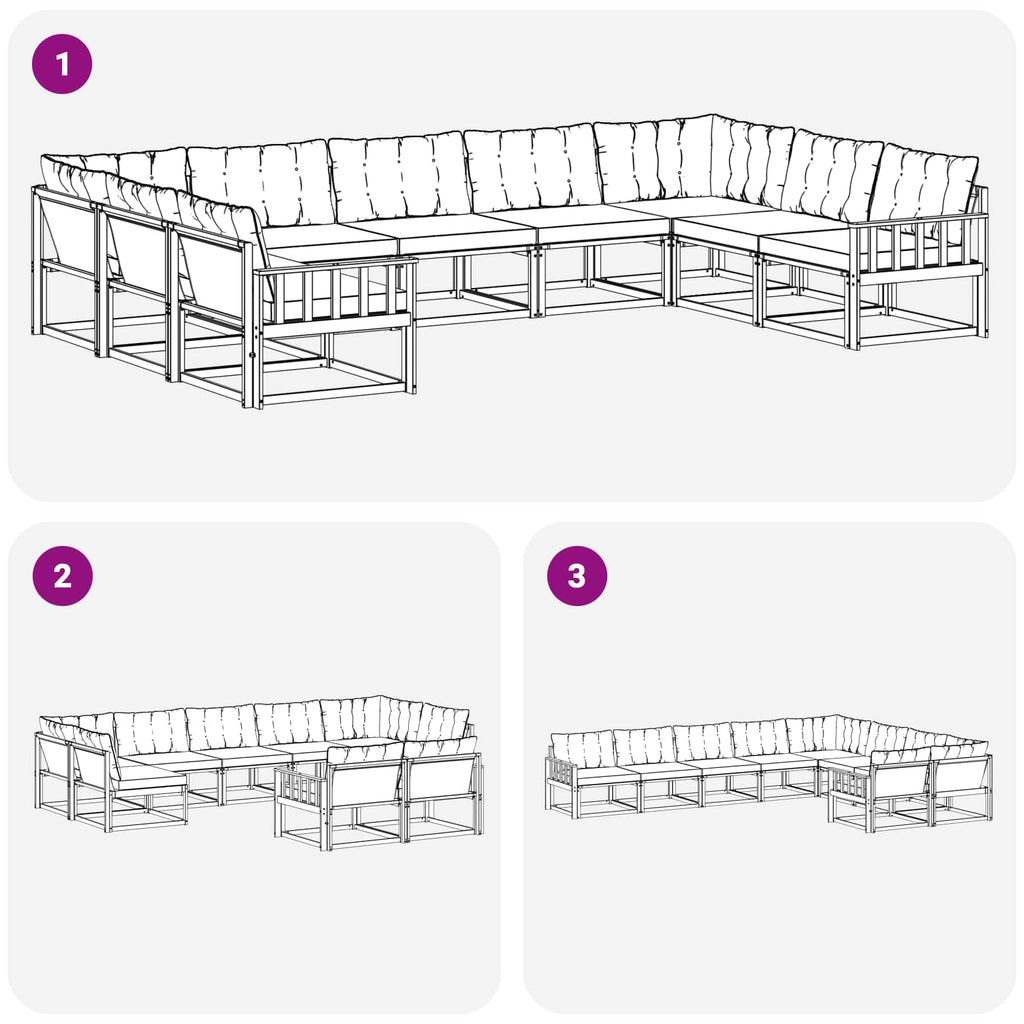 vidaXL Zestaw sof na zewnątrz z poduszką 9 pcs Biały i kremowy