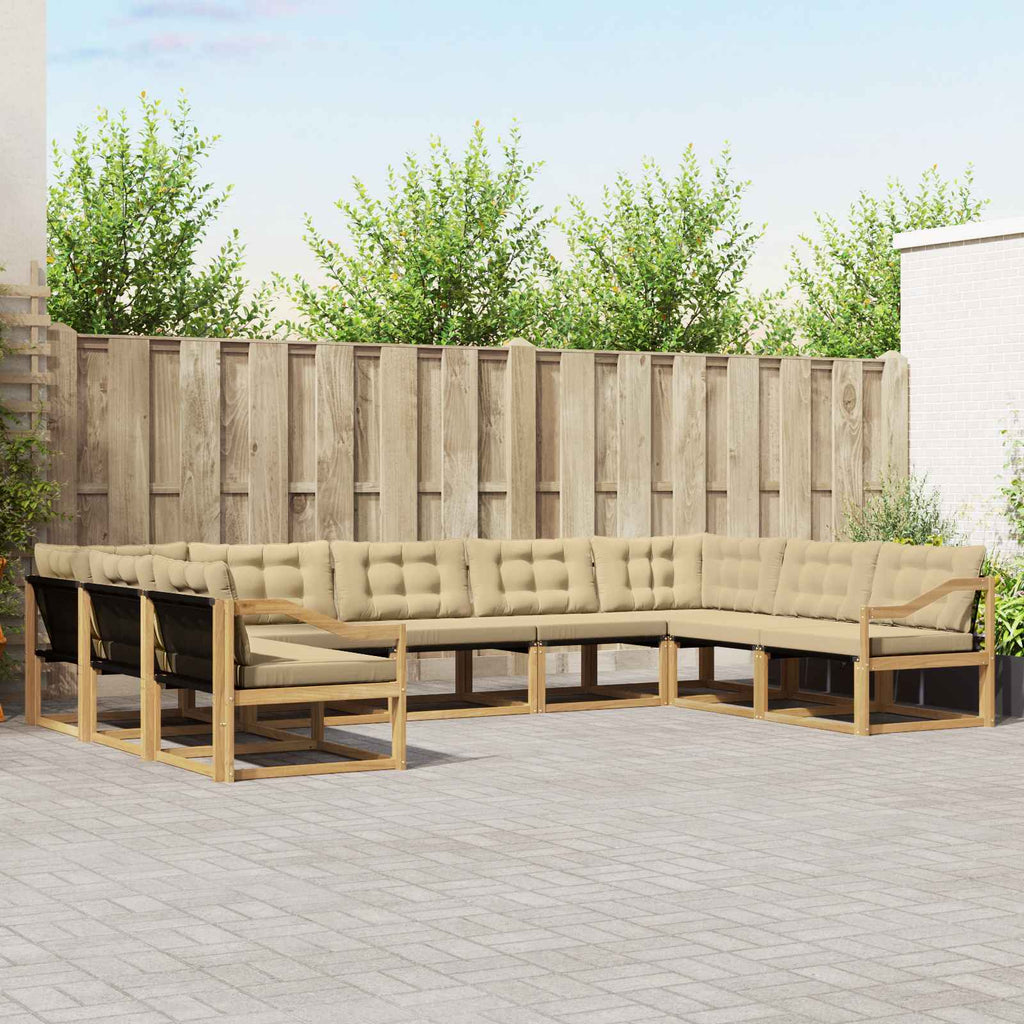 vidaXL Zestaw sof na zewnątrz z poduszką 9 pcs Biały i Beżowy