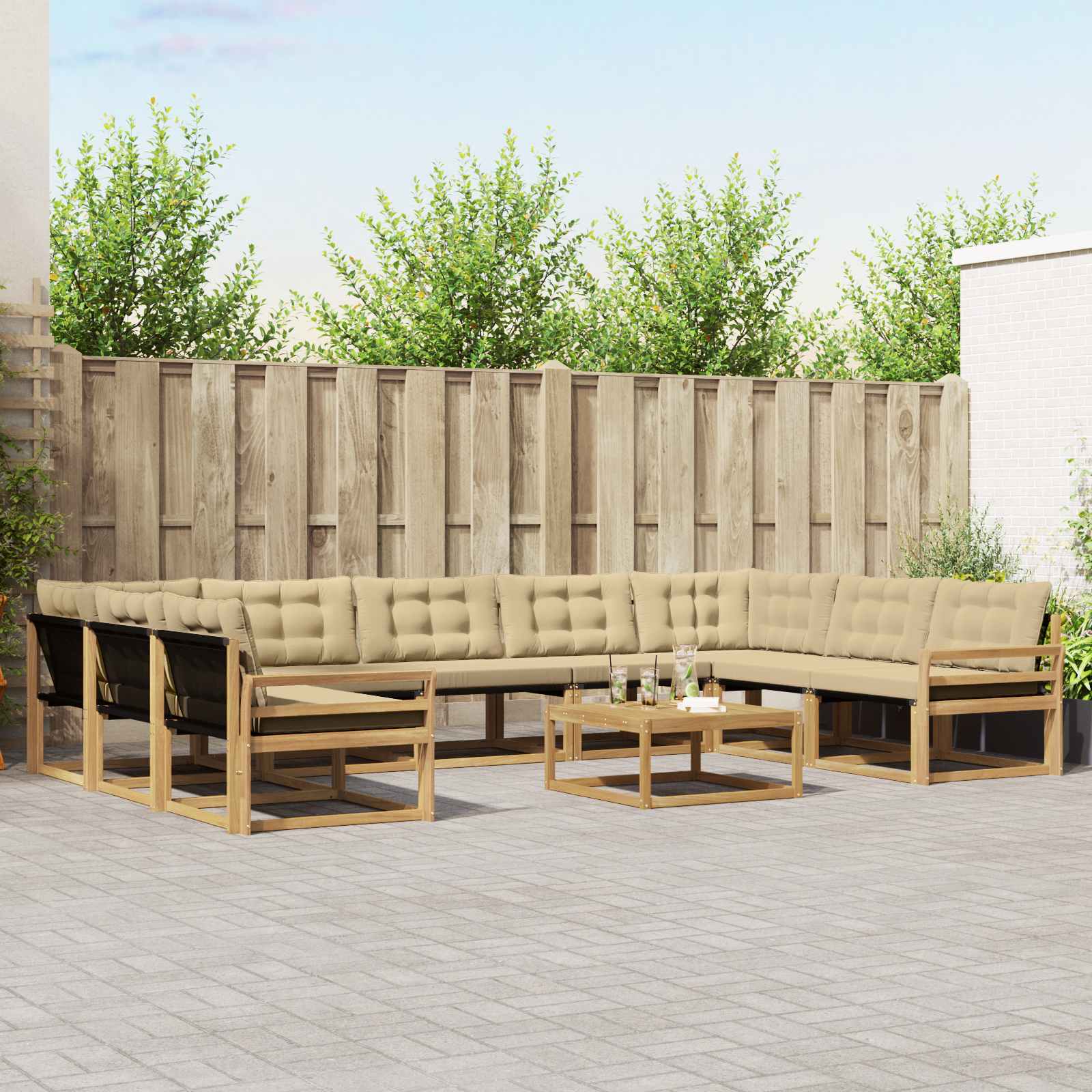vidaXL Zestaw sof na zewnątrz z poduszką 10 pcs Biały i Beżowy