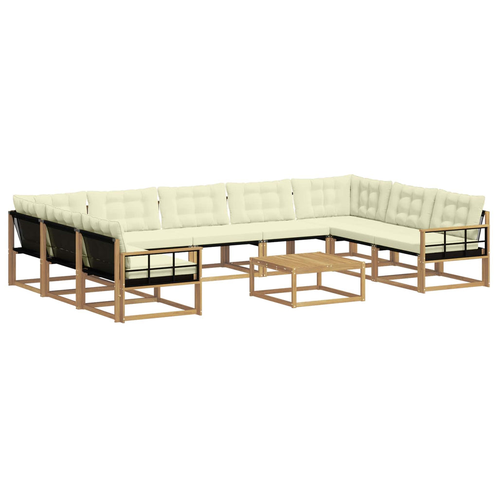 vidaXL Zestaw sof na zewnątrz z poduszką 10 pcs Biały i kremowy