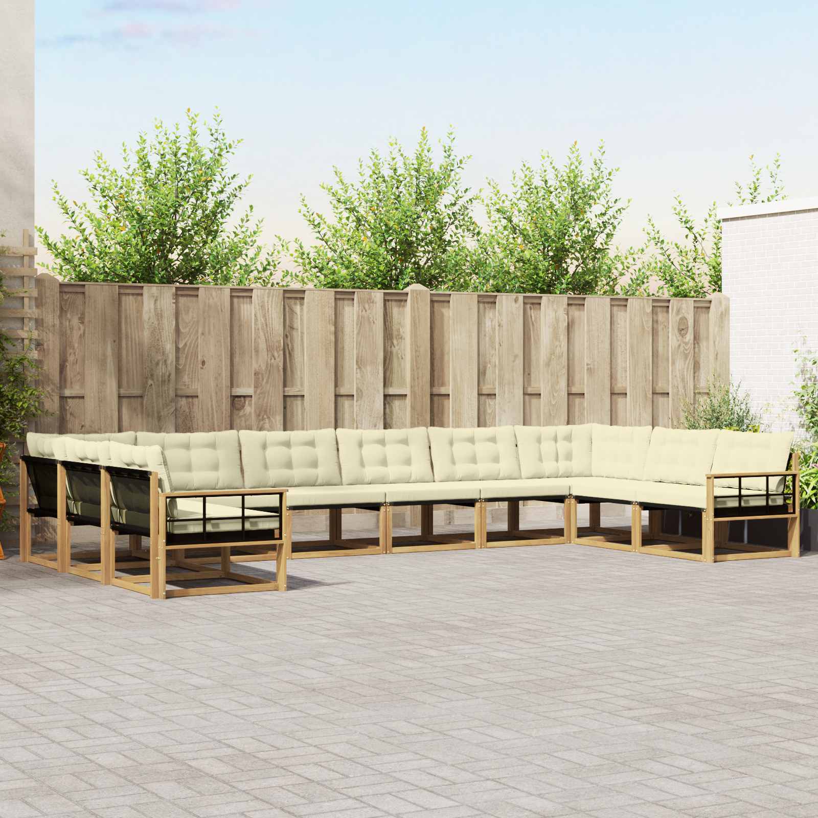 vidaXL Zestaw sof na zewnątrz z poduszką 10 pcs Biały i kremowy