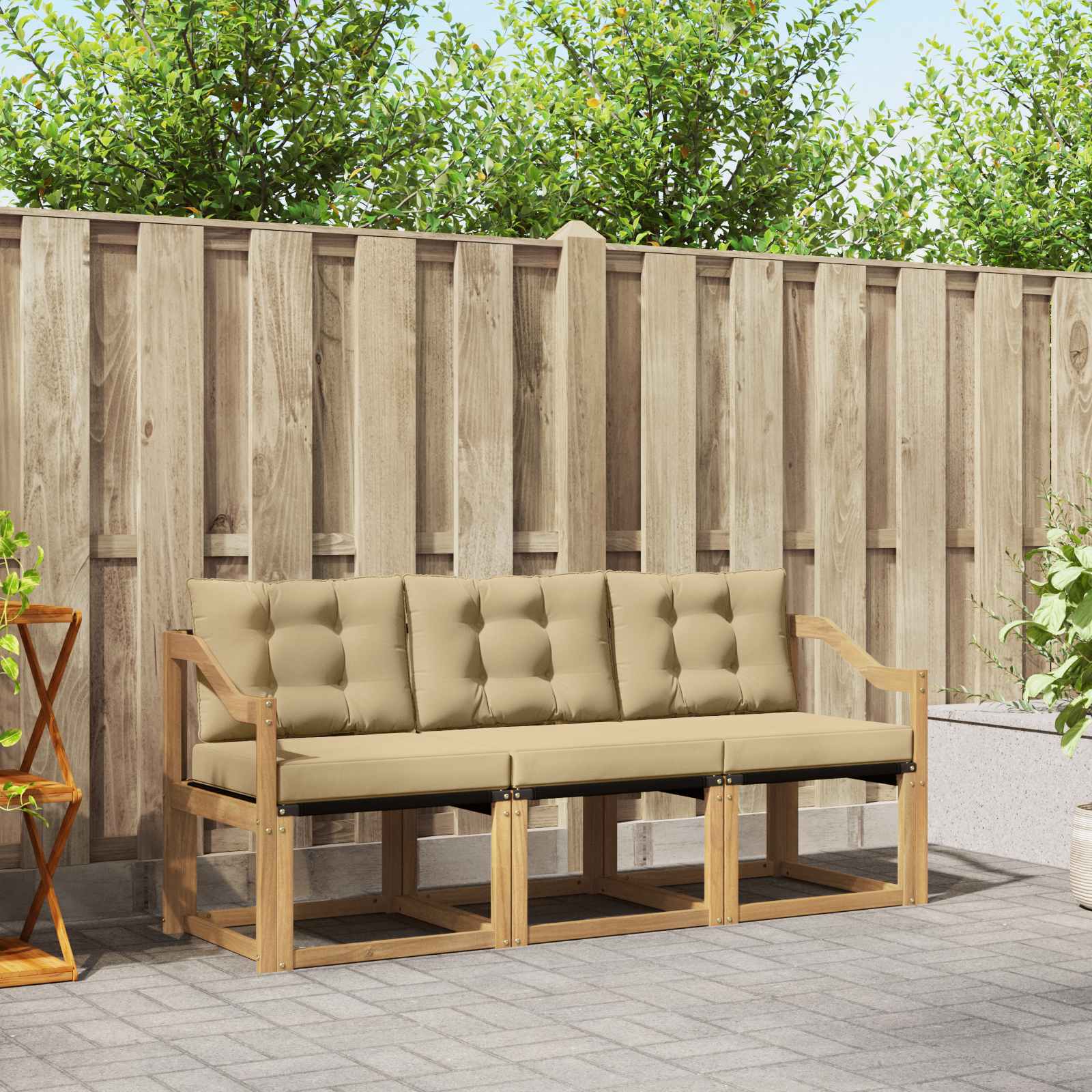 vidaXL Zestaw sof na zewnątrz z poduszką 3 pcs Biały i Beżowy