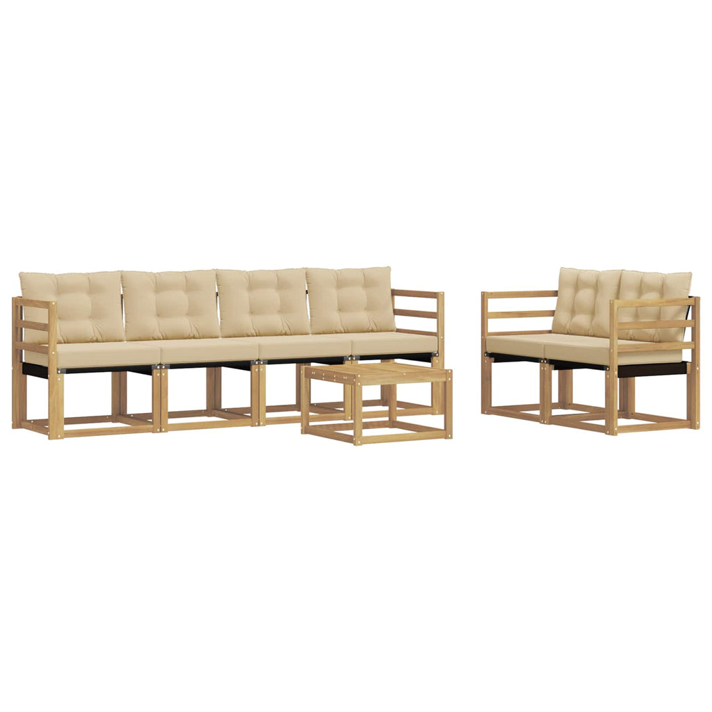 vidaXL Zestaw sof na zewnątrz z poduszką 7 pcs Biały i Beżowy