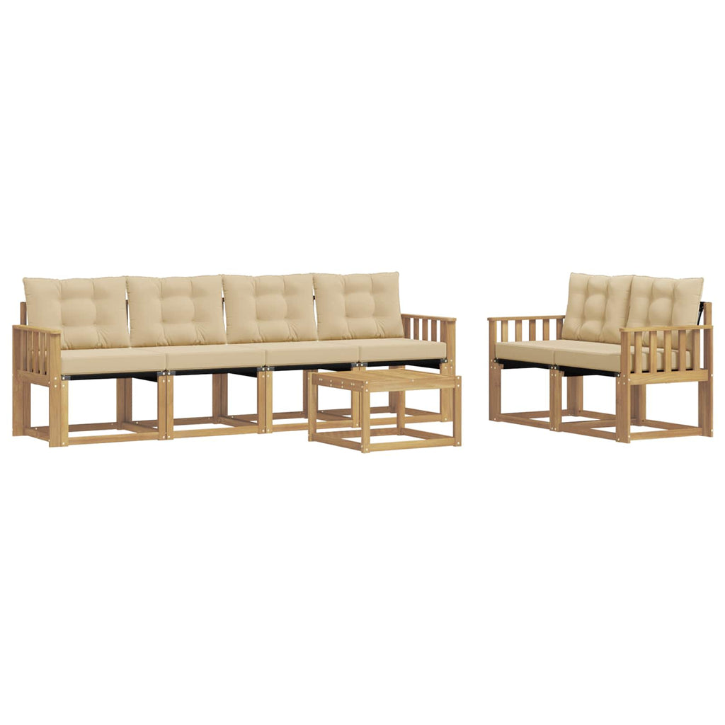 vidaXL Zestaw sof na zewnątrz z poduszką 7 pcs Biały i Beżowy