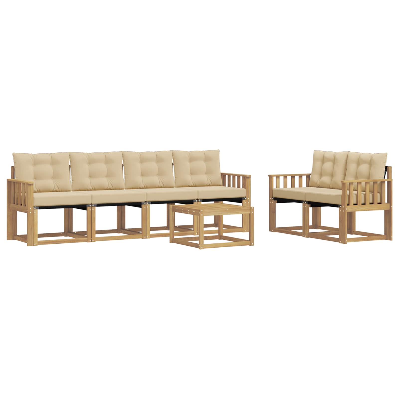 vidaXL Zestaw sof na zewnątrz z poduszką 7 pcs Biały i Beżowy
