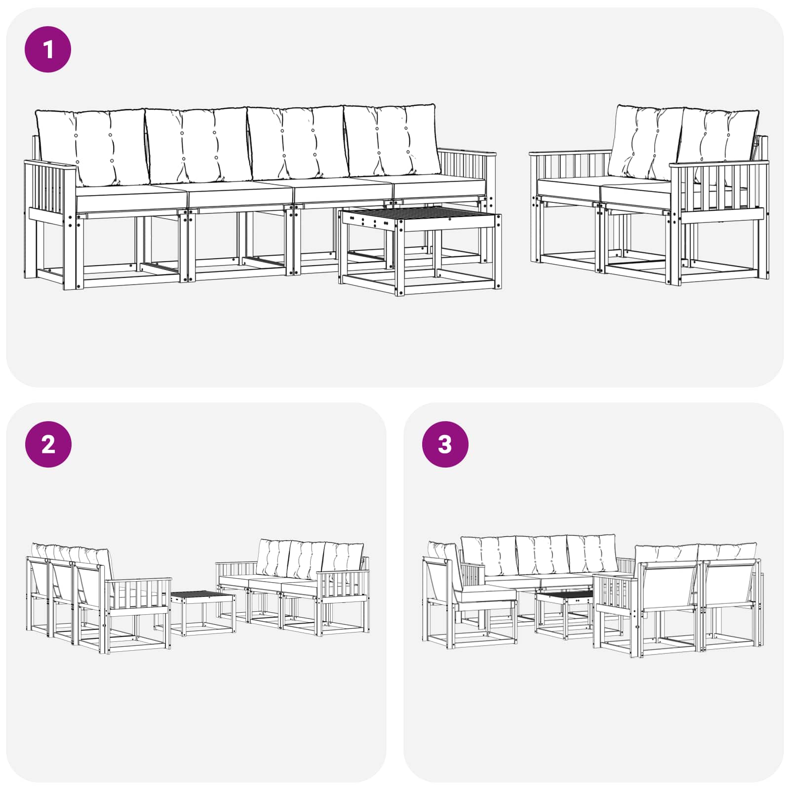 vidaXL Zestaw sof na zewnątrz z poduszką 7 pcs Biały i Beżowy