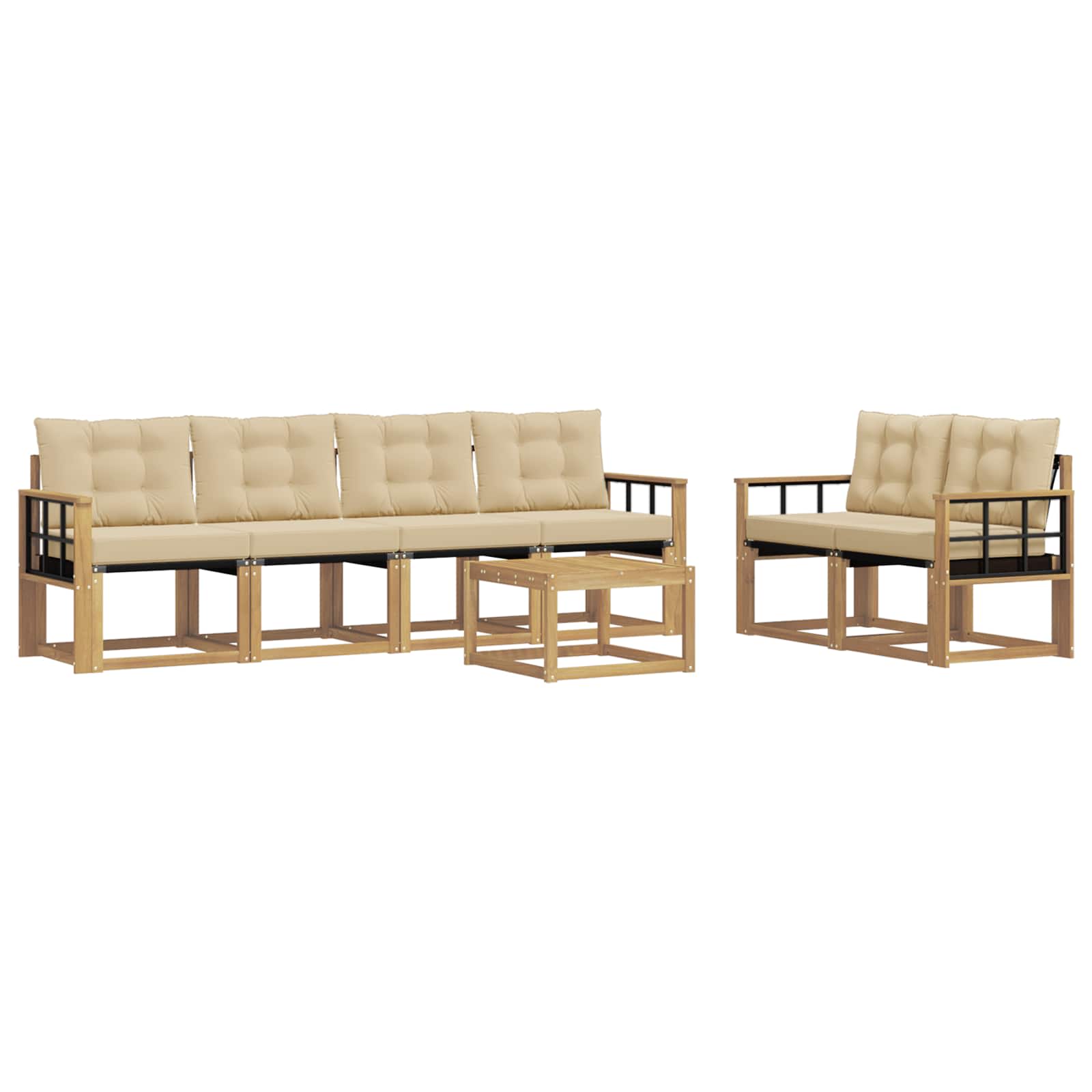 vidaXL Zestaw sof na zewnątrz z poduszką 7 pcs Biały i Beżowy