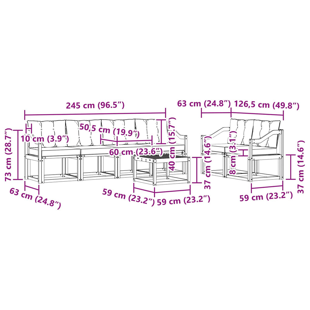 vidaXL Zestaw sof na zewnątrz z poduszką 7 pcs Biały i Beżowy