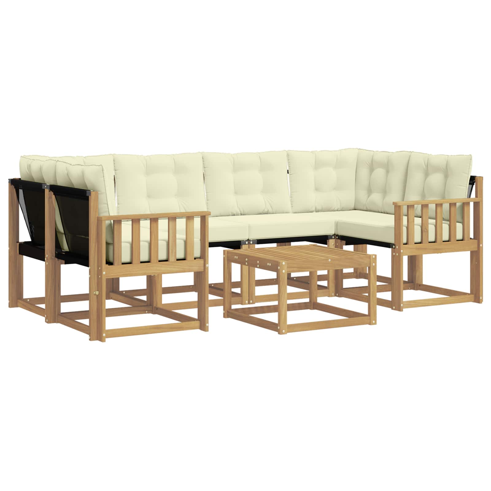vidaXL Zestaw sof na zewnątrz z poduszką 7 pcs Biały i kremowy