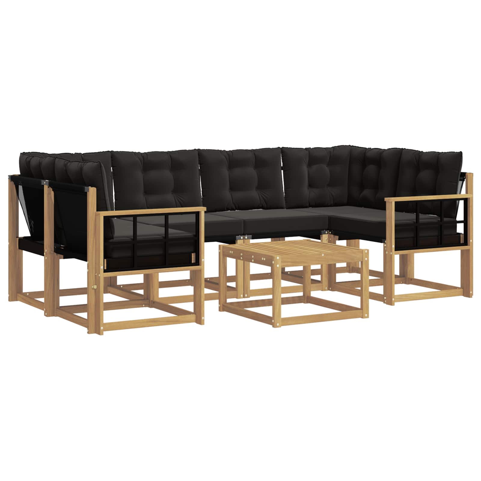 vidaXL Zestaw sof na zewnątrz z poduszką 7 pcs biały i czarny