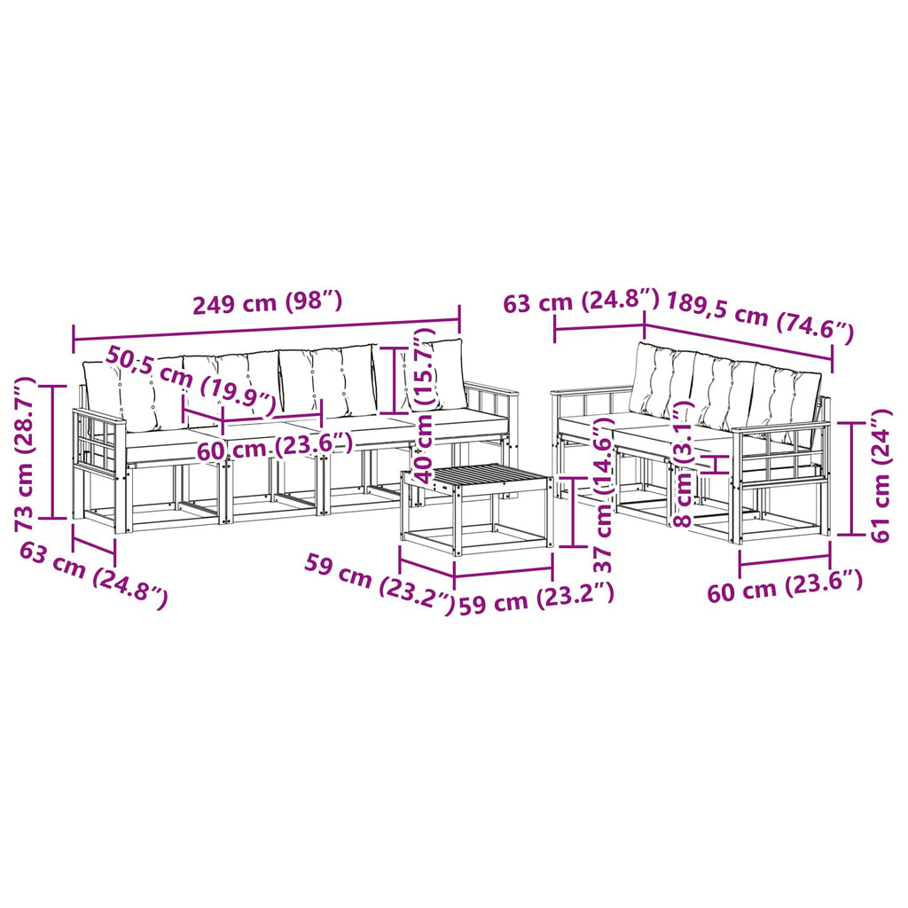 vidaXL Zestaw sof na zewnątrz z poduszką 8 pcs Biały i Beżowy