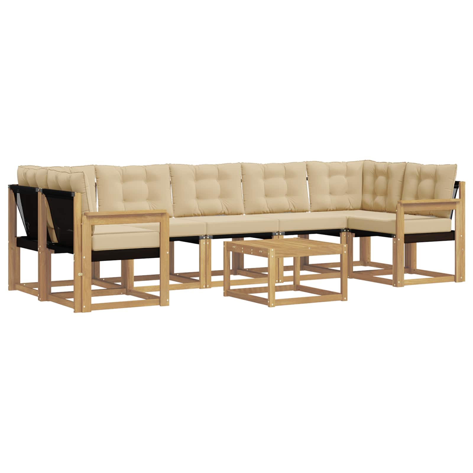 vidaXL Zestaw sof na zewnątrz z poduszką 8 pcs Biały i Beżowy