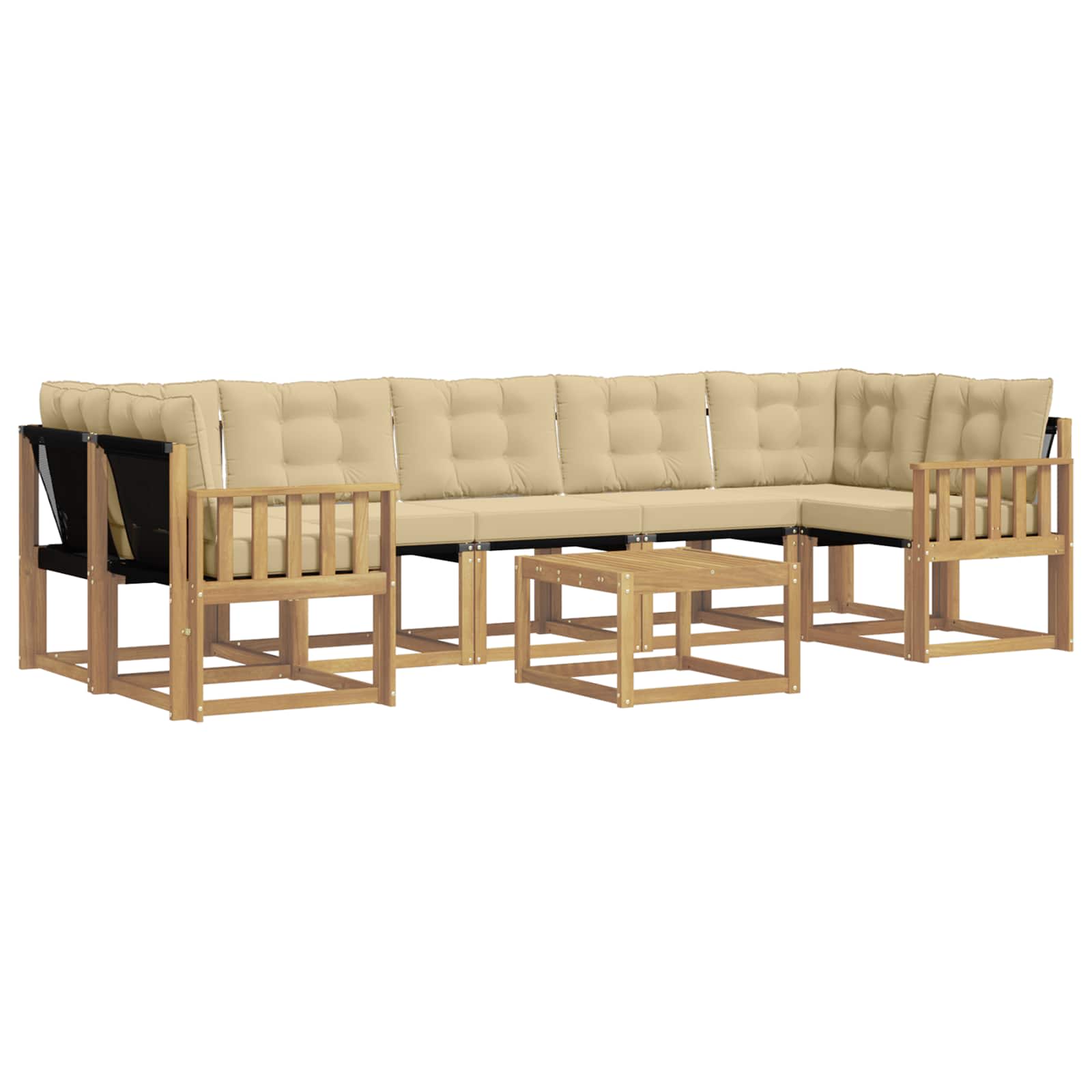 vidaXL Zestaw sof na zewnątrz z poduszką 8 pcs Biały i Beżowy