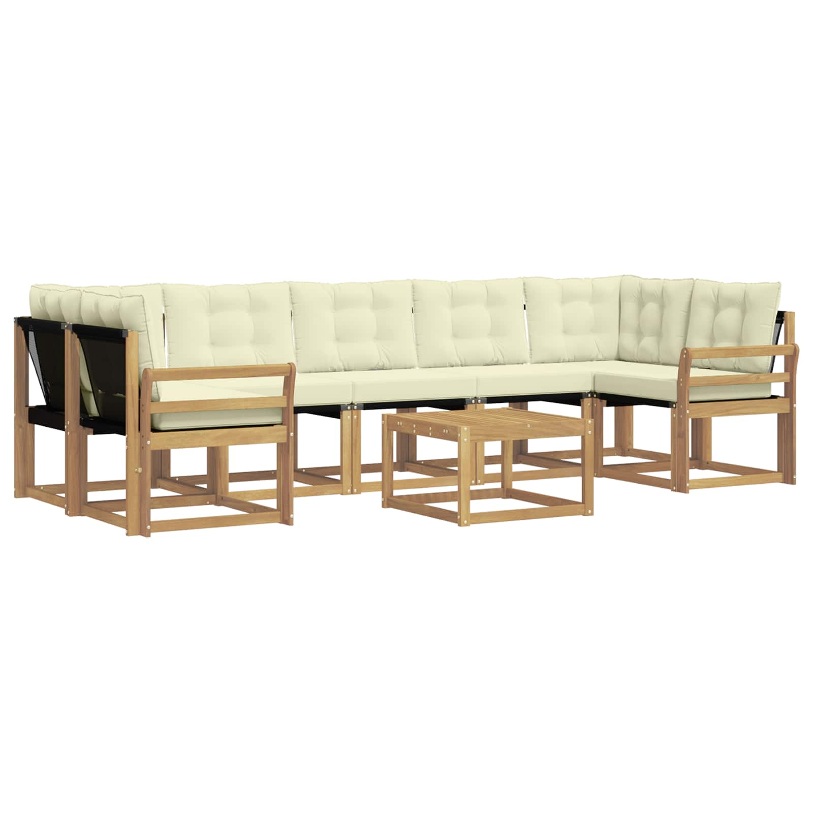 vidaXL Zestaw sof na zewnątrz z poduszką 8 pcs Biały i kremowy