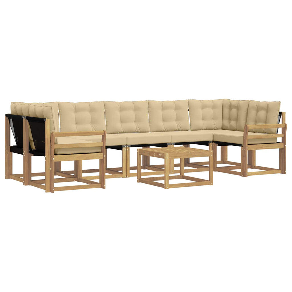 vidaXL Zestaw sof na zewnątrz z poduszką 8 pcs Biały i Beżowy