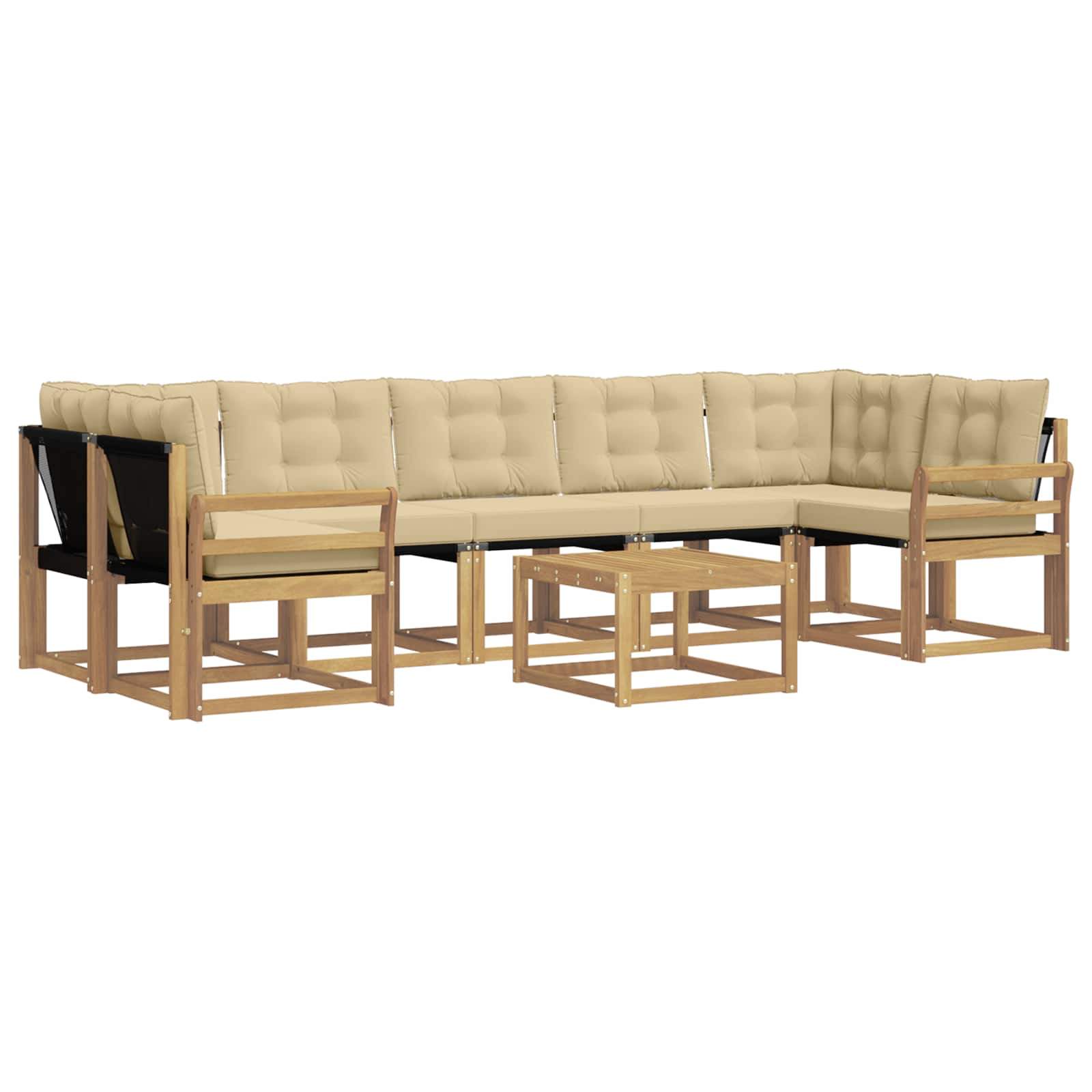 vidaXL Zestaw sof na zewnątrz z poduszką 8 pcs Biały i Beżowy