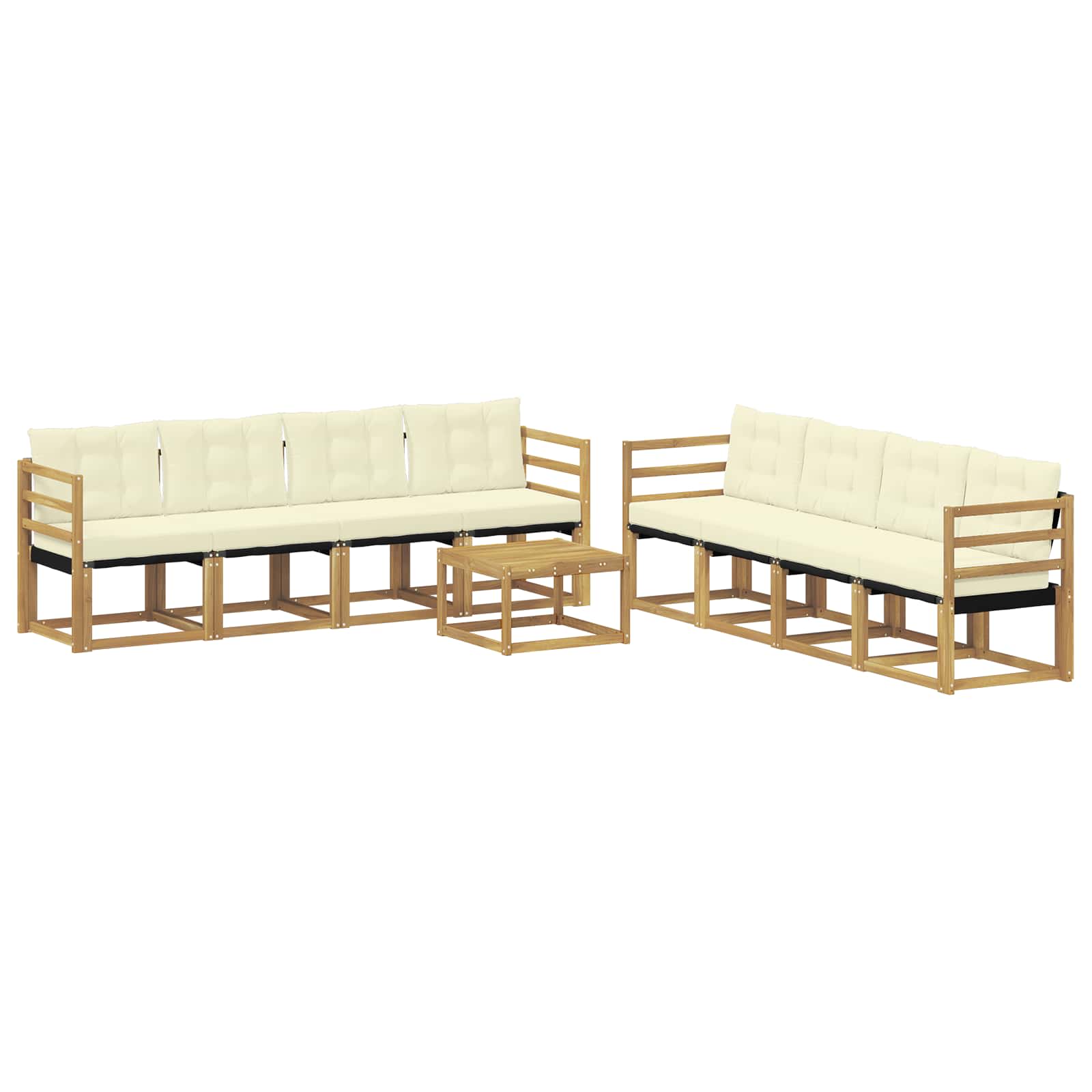 vidaXL Zestaw sof na zewnątrz z poduszką 9 pcs Biały i kremowy