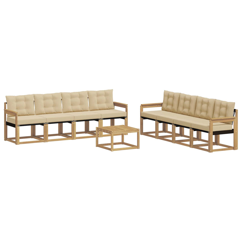 vidaXL Zestaw sof na zewnątrz z poduszką 9 pcs Biały i Beżowy