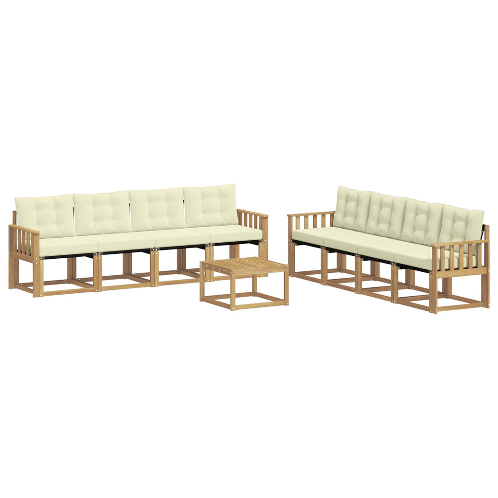 vidaXL Zestaw sof na zewnątrz z poduszką 9 pcs Biały i kremowy