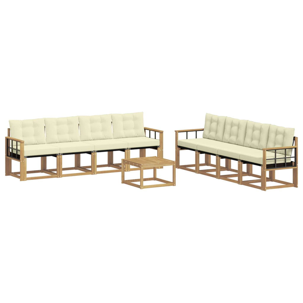 vidaXL Zestaw sof na zewnątrz z poduszką 9 pcs Biały i kremowy