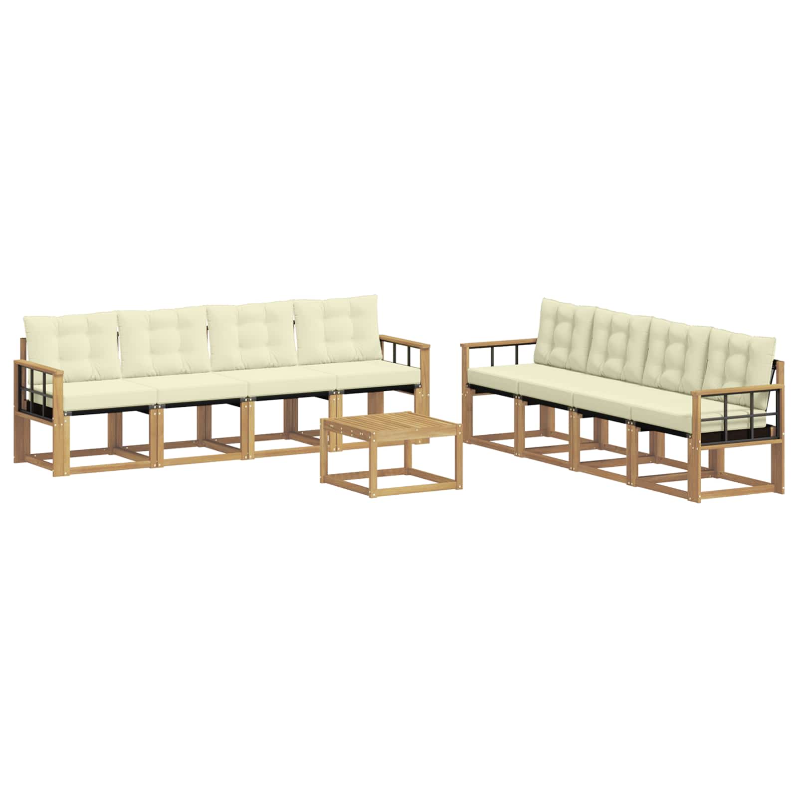 vidaXL Zestaw sof na zewnątrz z poduszką 9 pcs Biały i kremowy