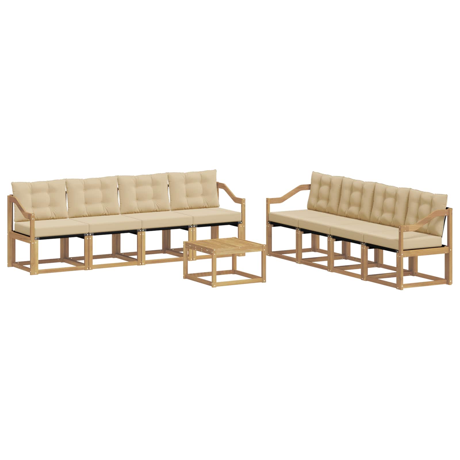 vidaXL Zestaw sof na zewnątrz z poduszką 9 pcs Biały i Beżowy