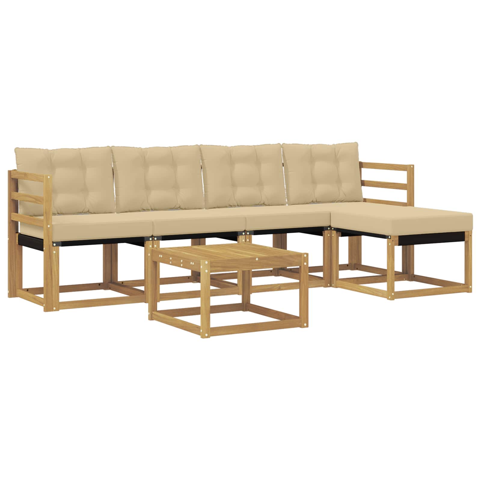 vidaXL Zestaw sof na zewnątrz z poduszką 6 pcs Biały i Beżowy