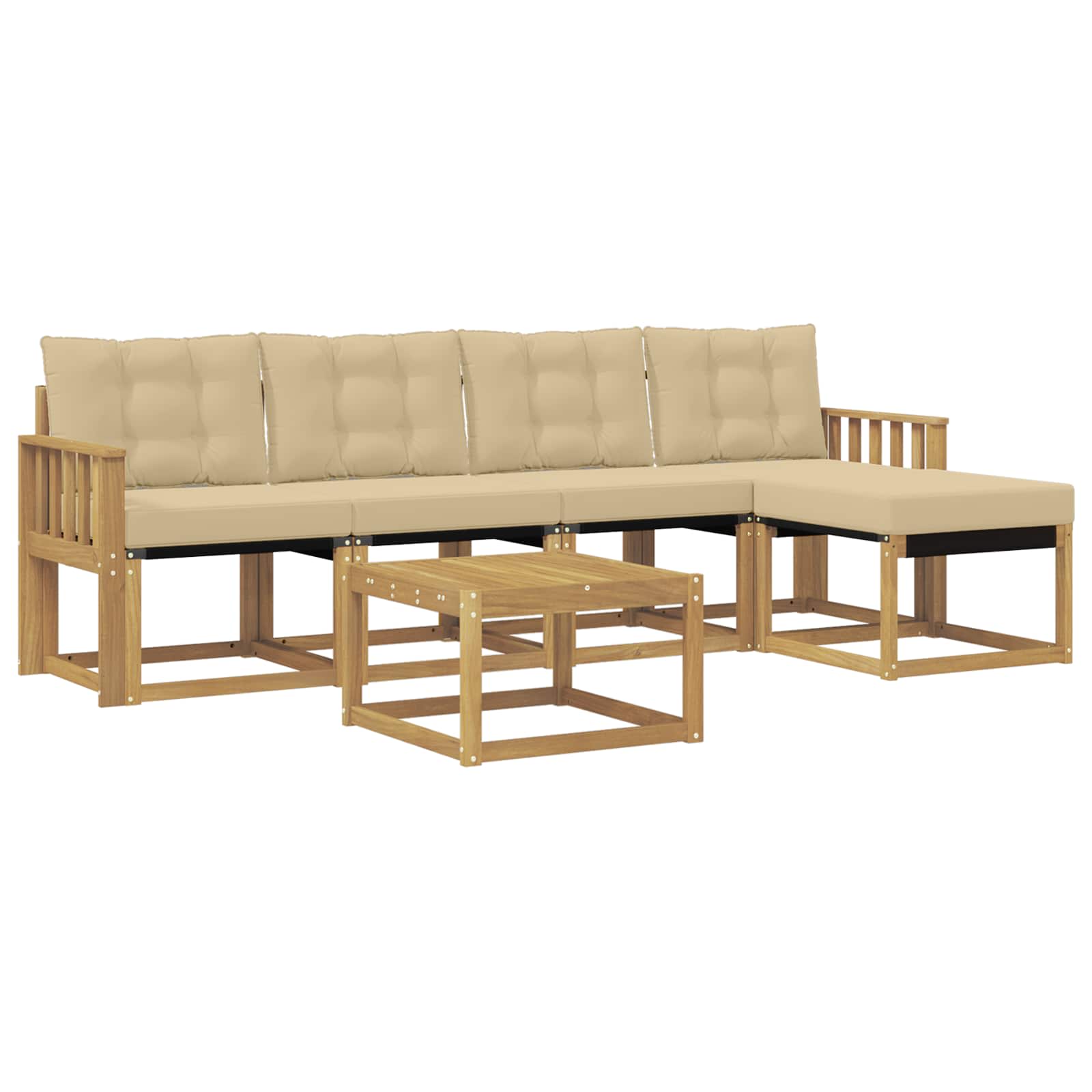 vidaXL Zestaw sof na zewnątrz z poduszką 6 pcs Biały i Beżowy