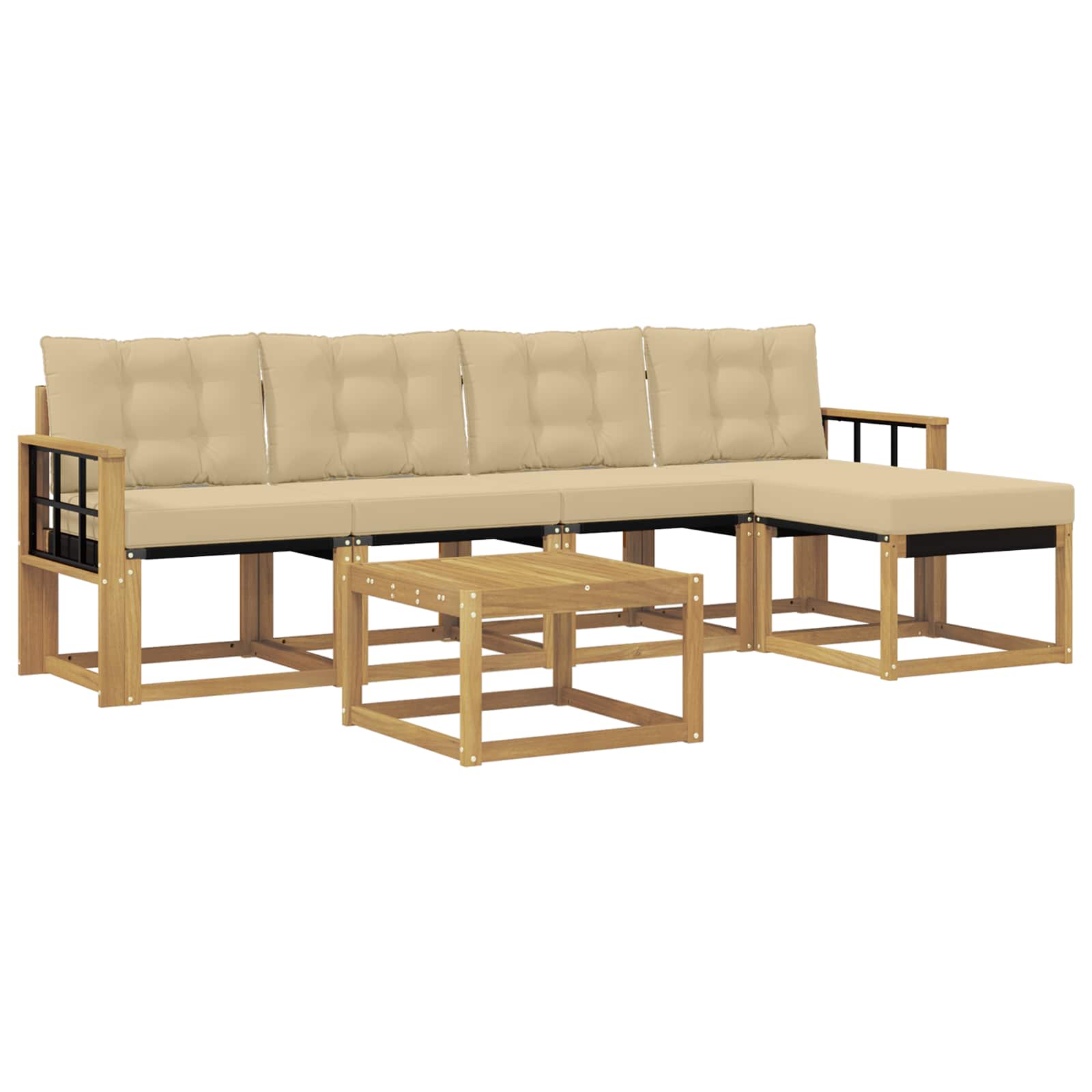 vidaXL Zestaw sof na zewnątrz z poduszką 6 pcs Biały i Beżowy
