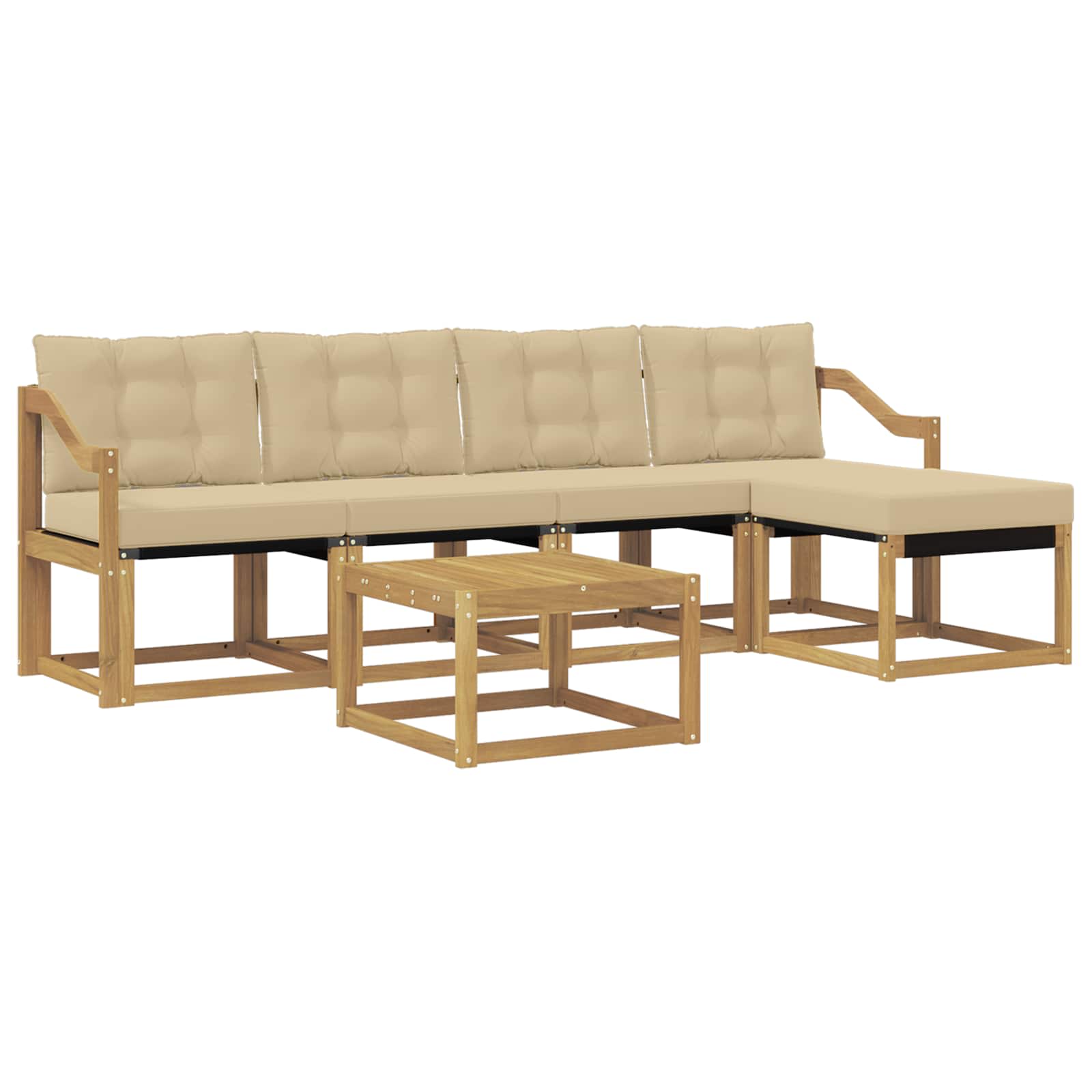 vidaXL Zestaw sof na zewnątrz z poduszką 6 pcs Biały i Beżowy